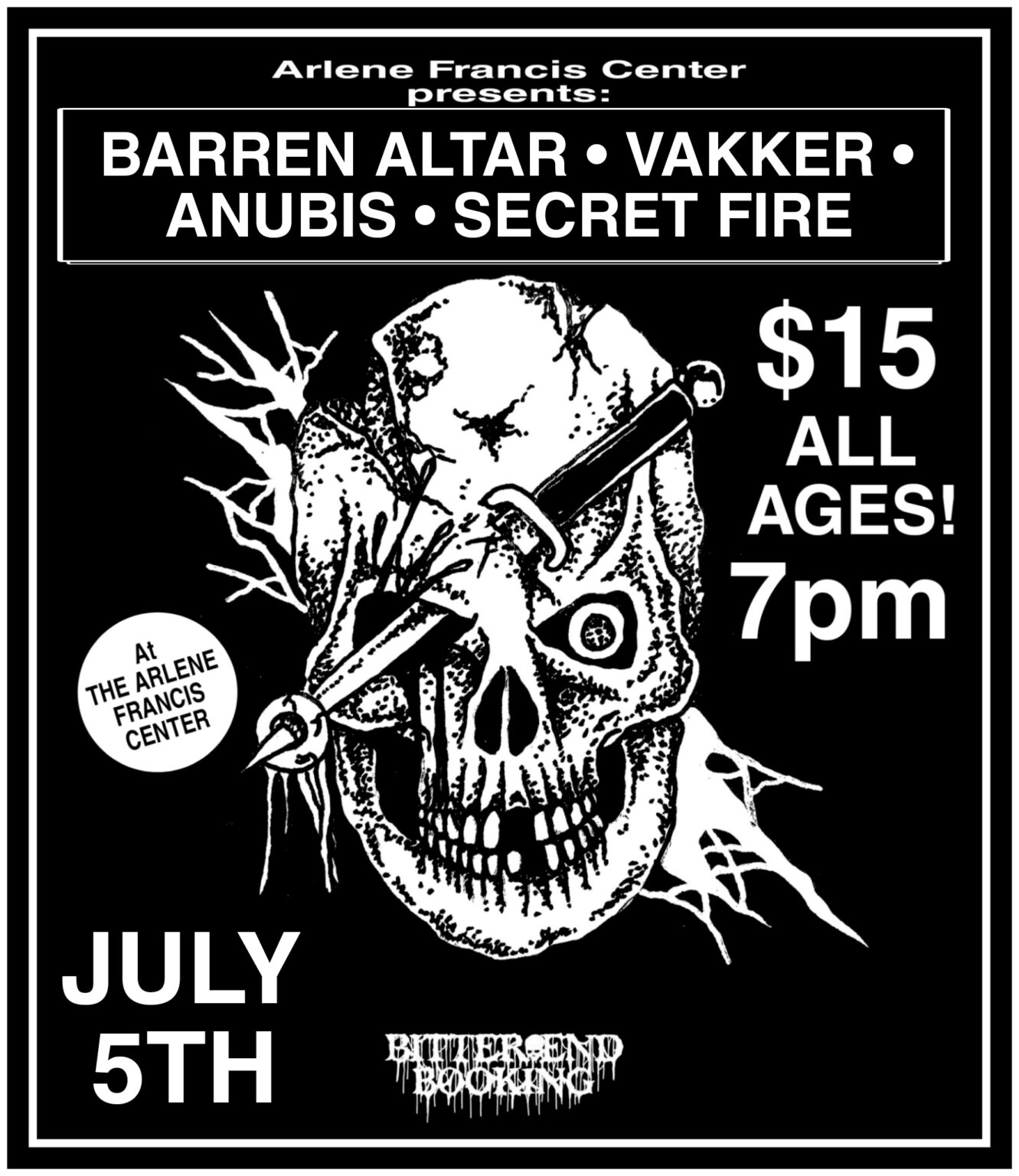 Barren Altar / Vakker / Anubis / Secret Fire - Arlene Francis Center