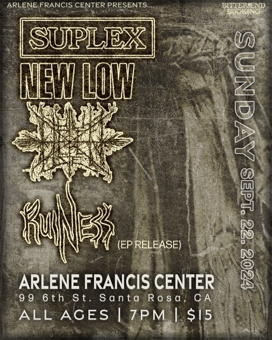 Live music: Ruiness, Suplex, New Low and Hexen House